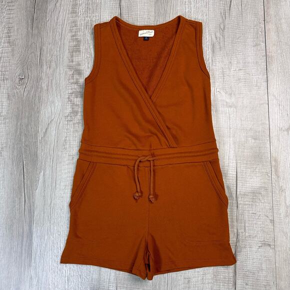 Universal Thread Romper Jumpsuit Shorts Copper/Orange/Rust Terry Women XS V-neck - Picture 2 of 12